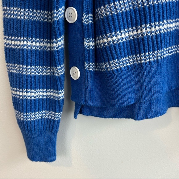 CAbi Blue/White Striped Knit Pullover Sweater w/ Buttons Size Medium #6165 - Picture 4 of 14